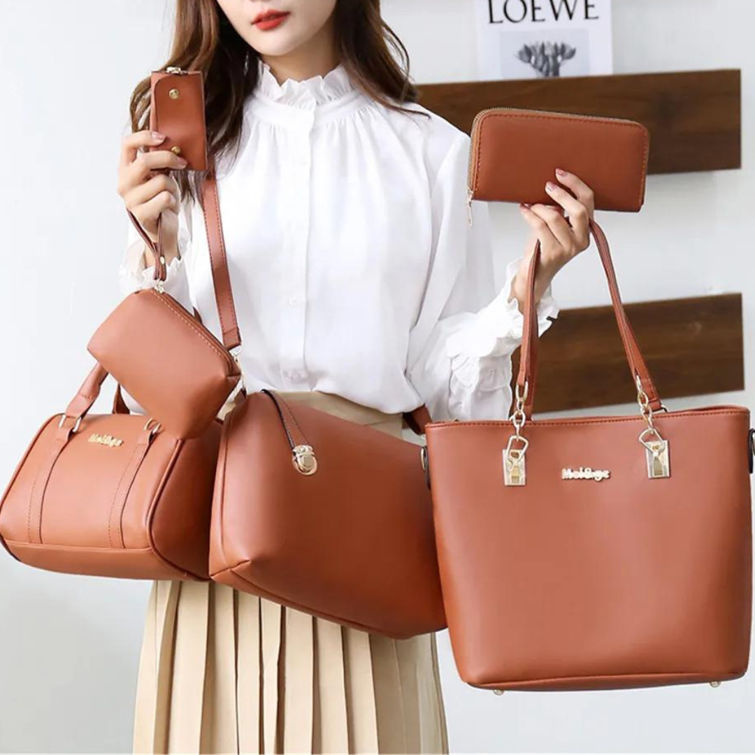 Kit 6 bolsas de couro luxo mege - exclusiva